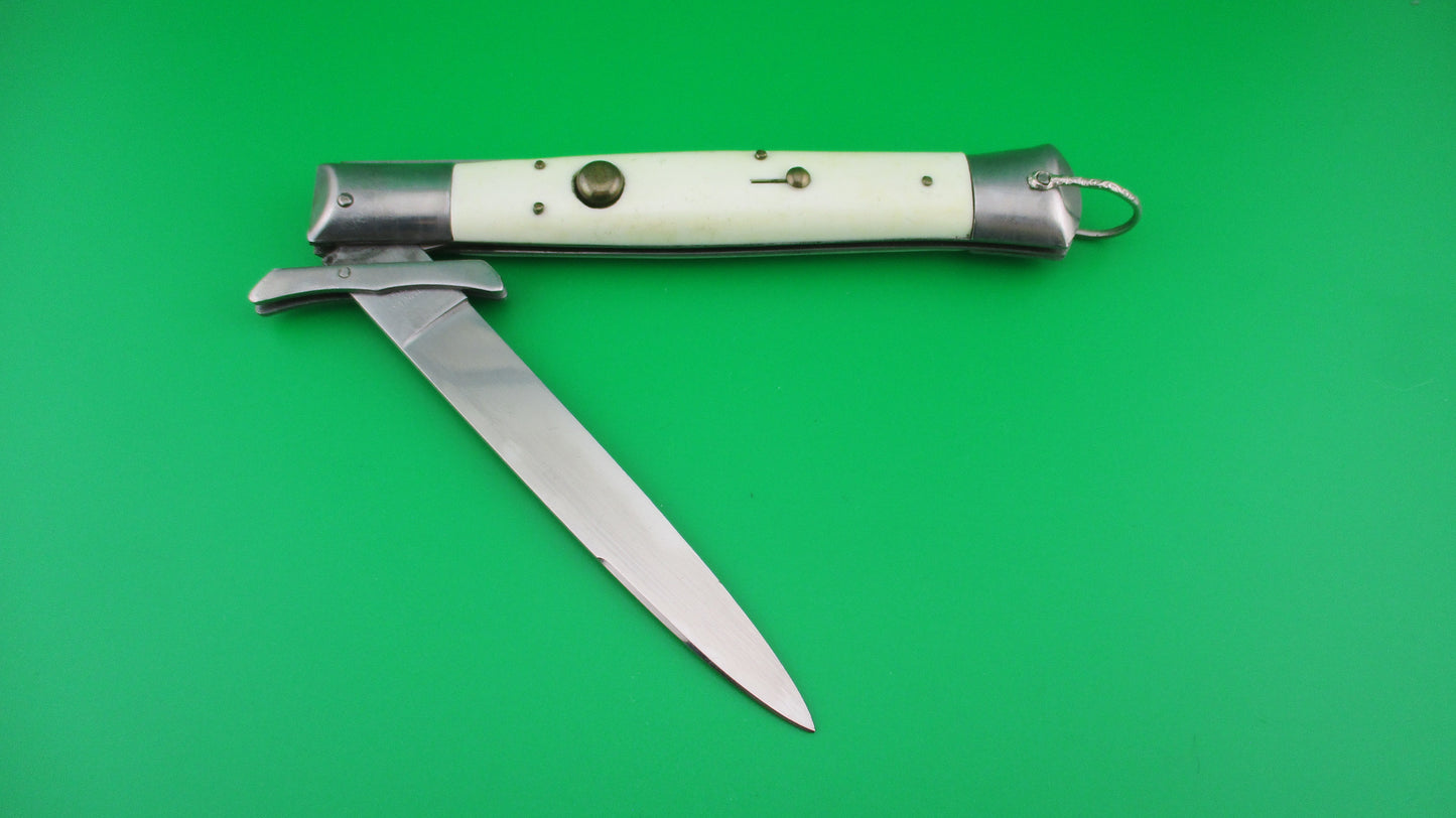 RIZZUTO STAINLESS STEEL 11 inch Swing Guard Batwing White Vintage automatic knife