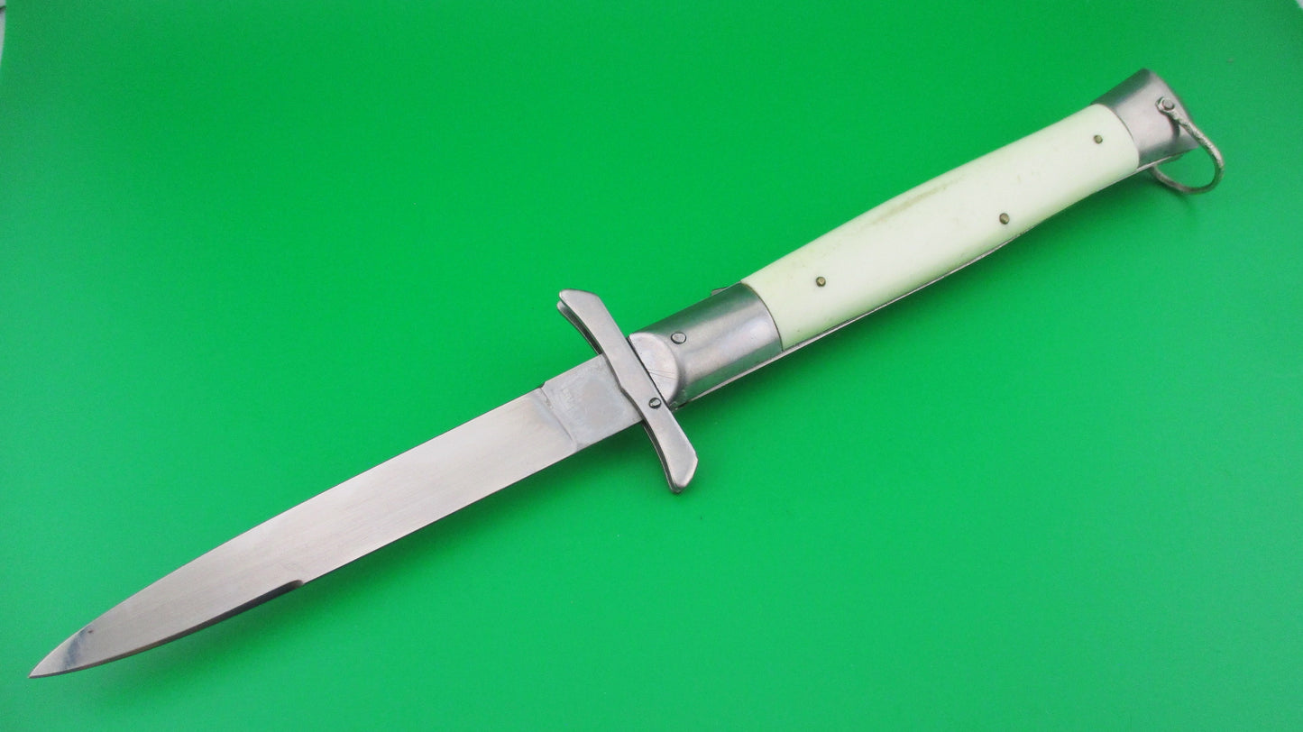 RIZZUTO STAINLESS STEEL 11 inch Swing Guard Batwing White Vintage automatic knife