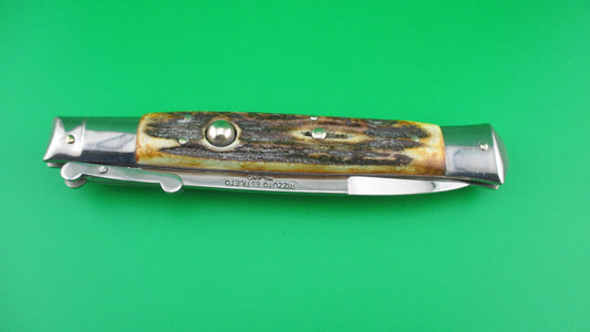 z RIZZUTO ESTILETO MILANO STAINLESS STEEL 11 inch Swing Guard Batwing Stag Vintage automatic knife