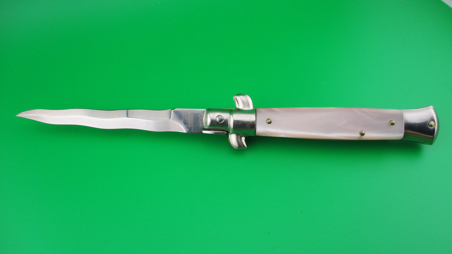 ITALY INOX 23cm Italian KRIS Pearlex Pink swivel bolster vintage automatic knife