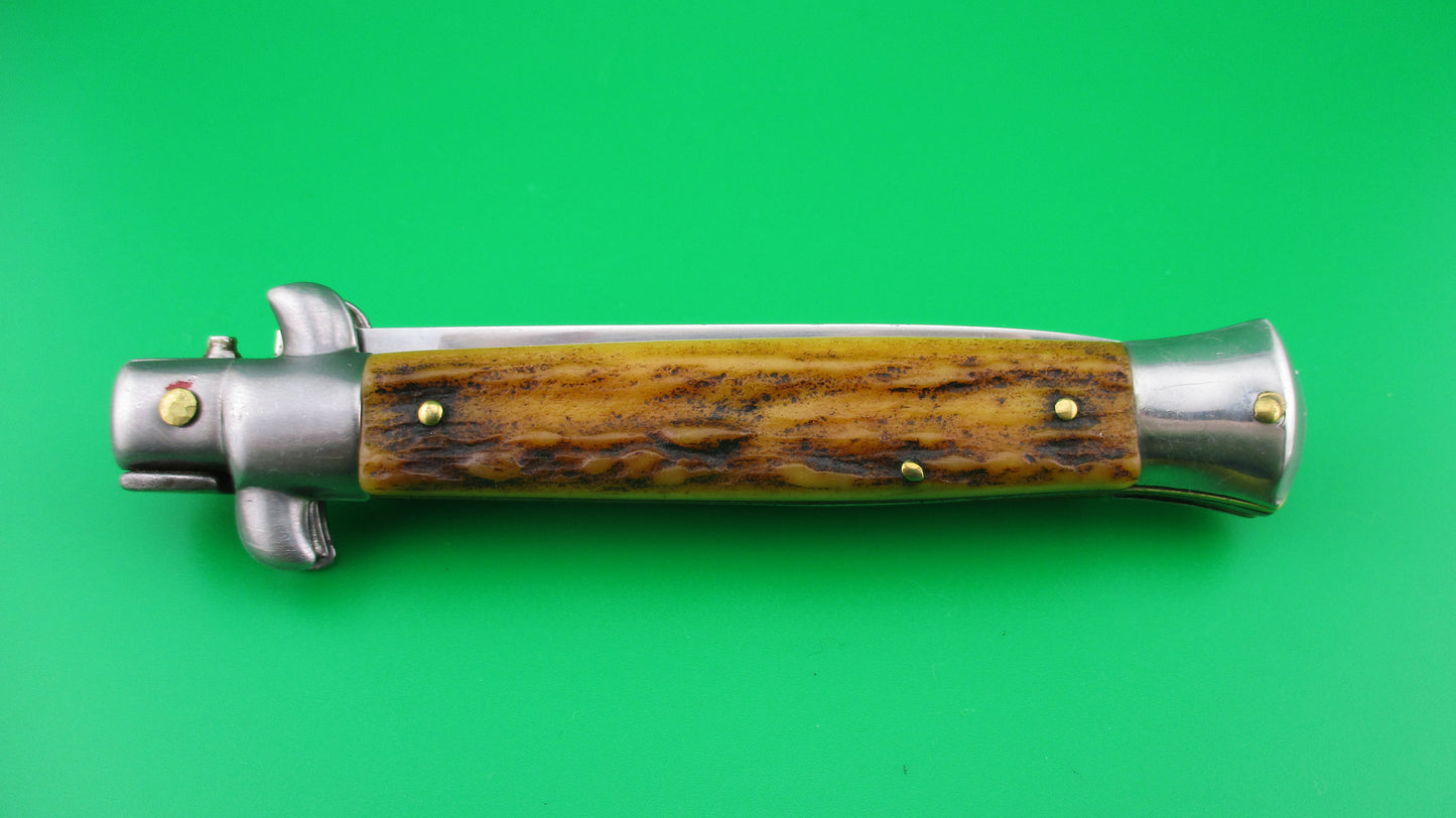 z INOX 22cm Italian Stiletto Stag swivel bolster vintage automatic knife