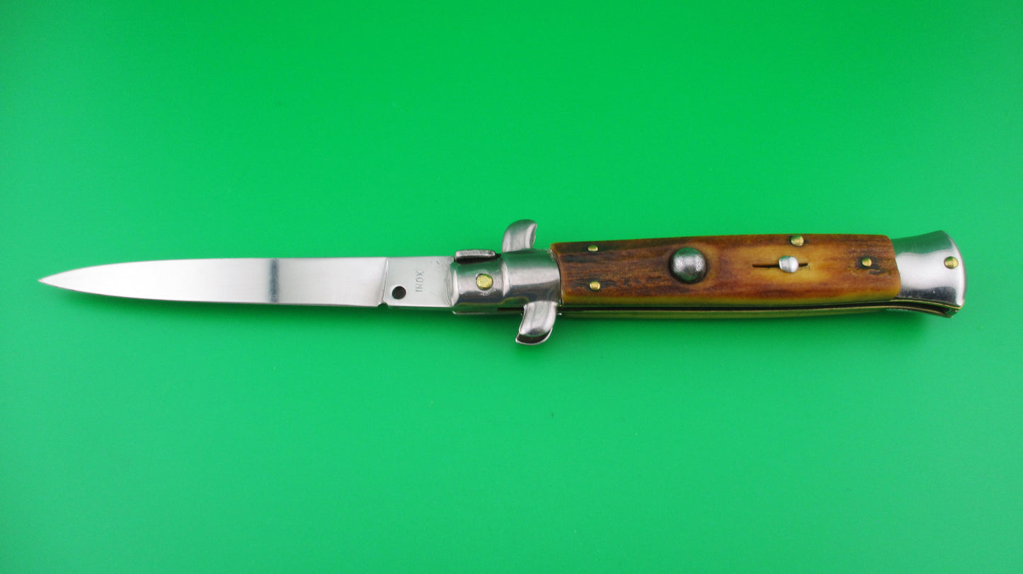 z INOX 22cm Italian Stiletto Stag swivel bolster vintage automatic knife
