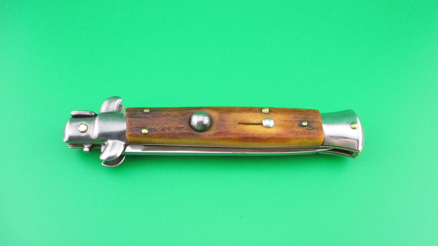 z INOX 22cm Italian Stiletto Stag swivel bolster vintage automatic knife