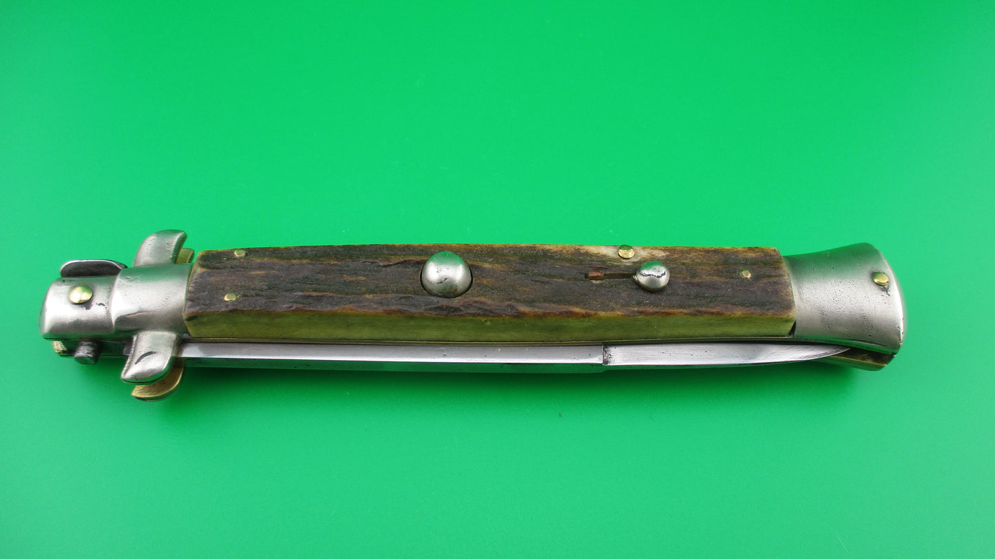 CORICAMA INOX ITALY 28cm Italian Picklock Stag vintage switchblade knife square tab