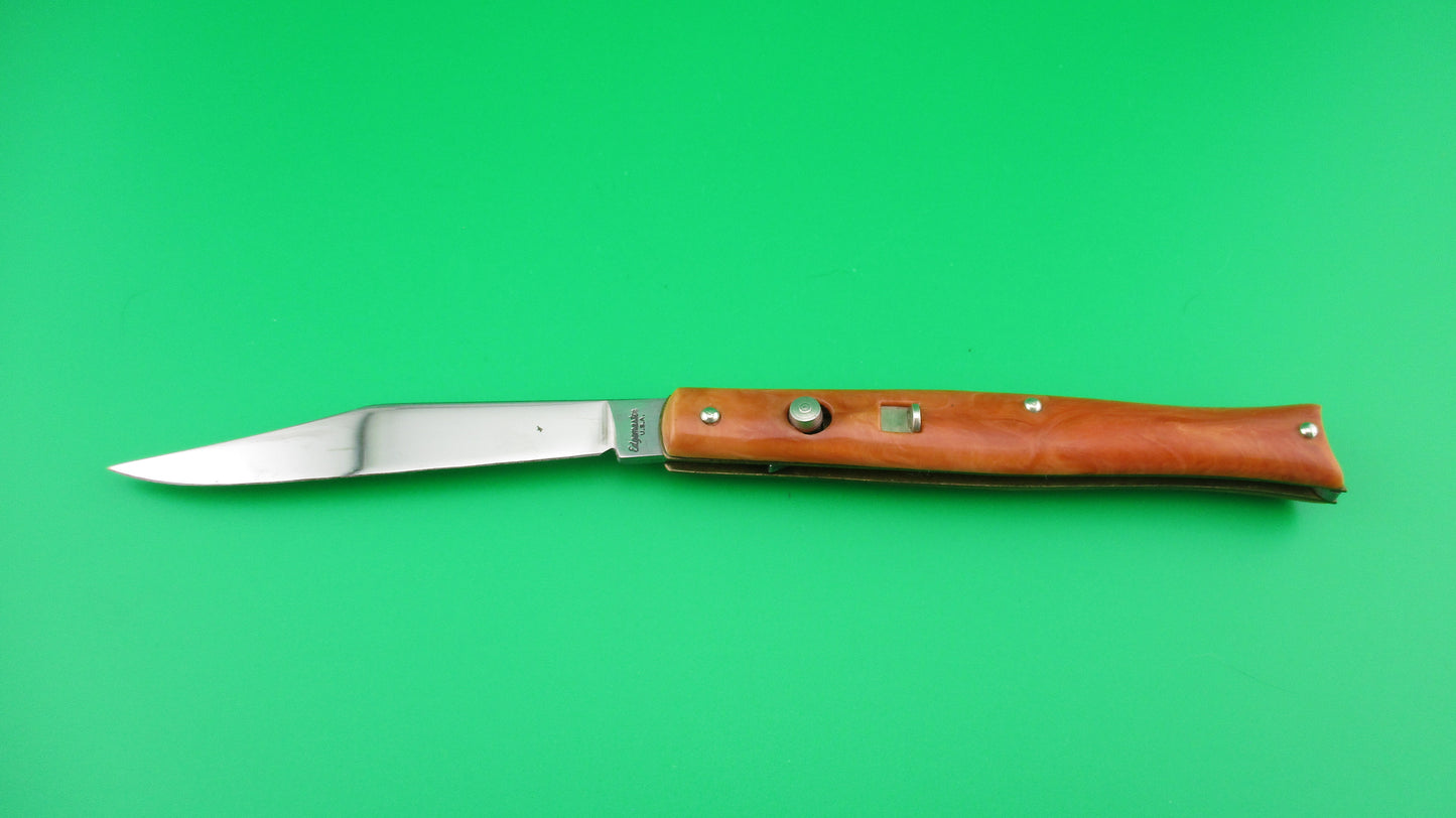 Edgemaster Fishtail Tan swirl Vintage American switchblade knife