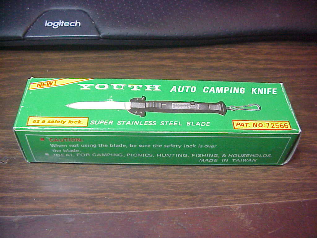 YOUTH AC-86 22cm TAIWAN OTF Auto Camping Knife vintage NOS Black switchblade w/ safety