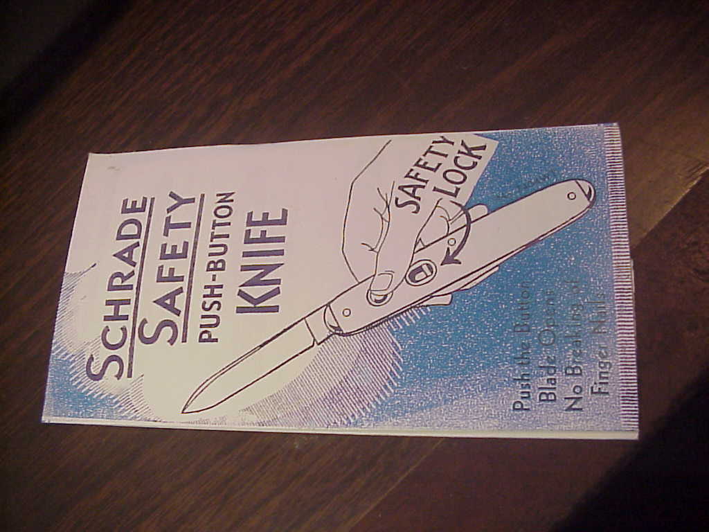 Schrade Safety Push Button Knife flyer reproduction