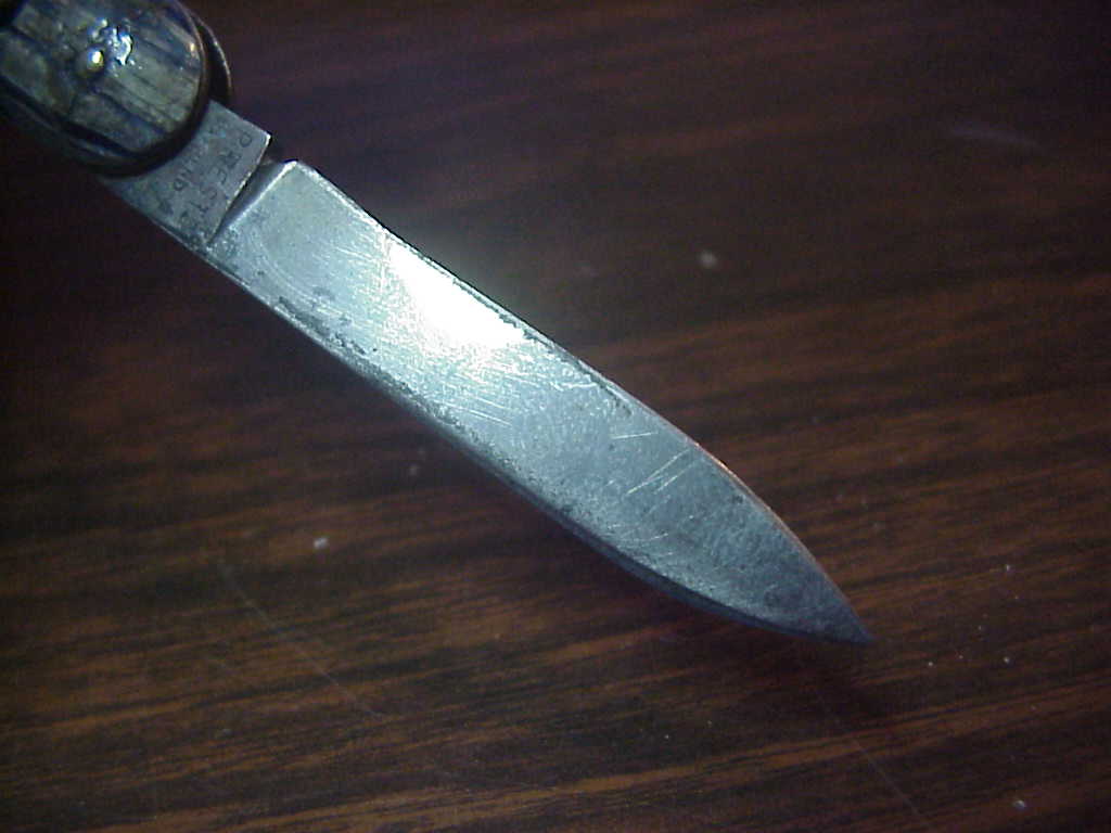 Presto Letter Opener Blue Silver Vintage office tool switchblade