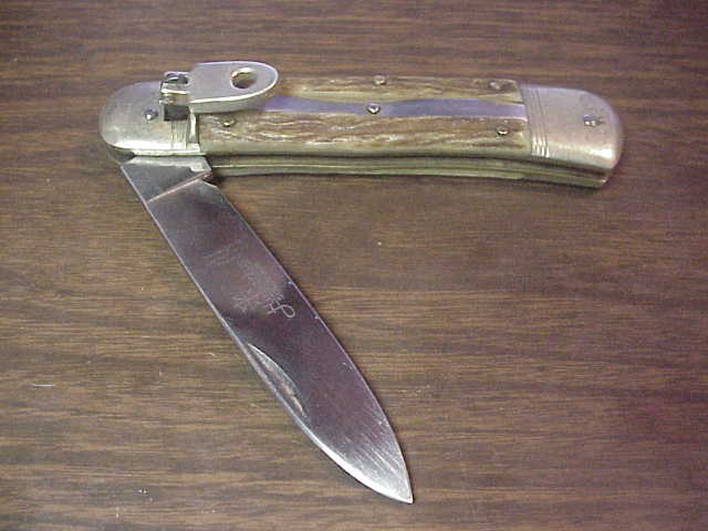 HUBERTUS SOLINGEN 11cm German Lever knife Stag West Germany automatic knife