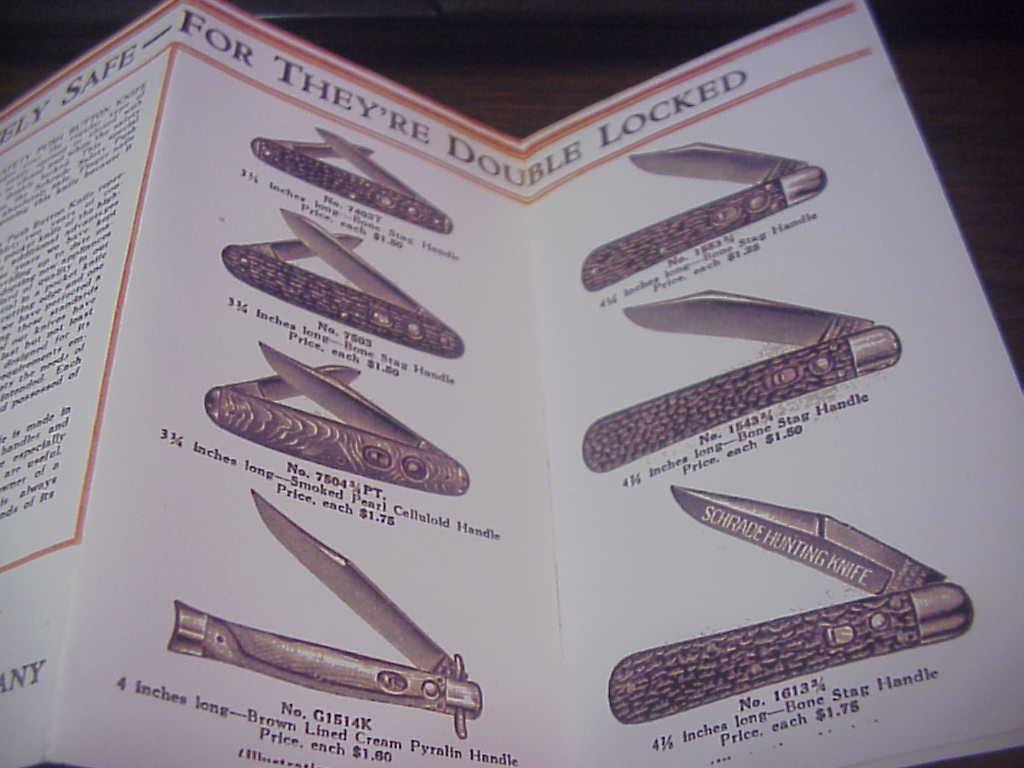 Schrade Safety Push Button Knife flyer pamphlet catalog Apple Valley