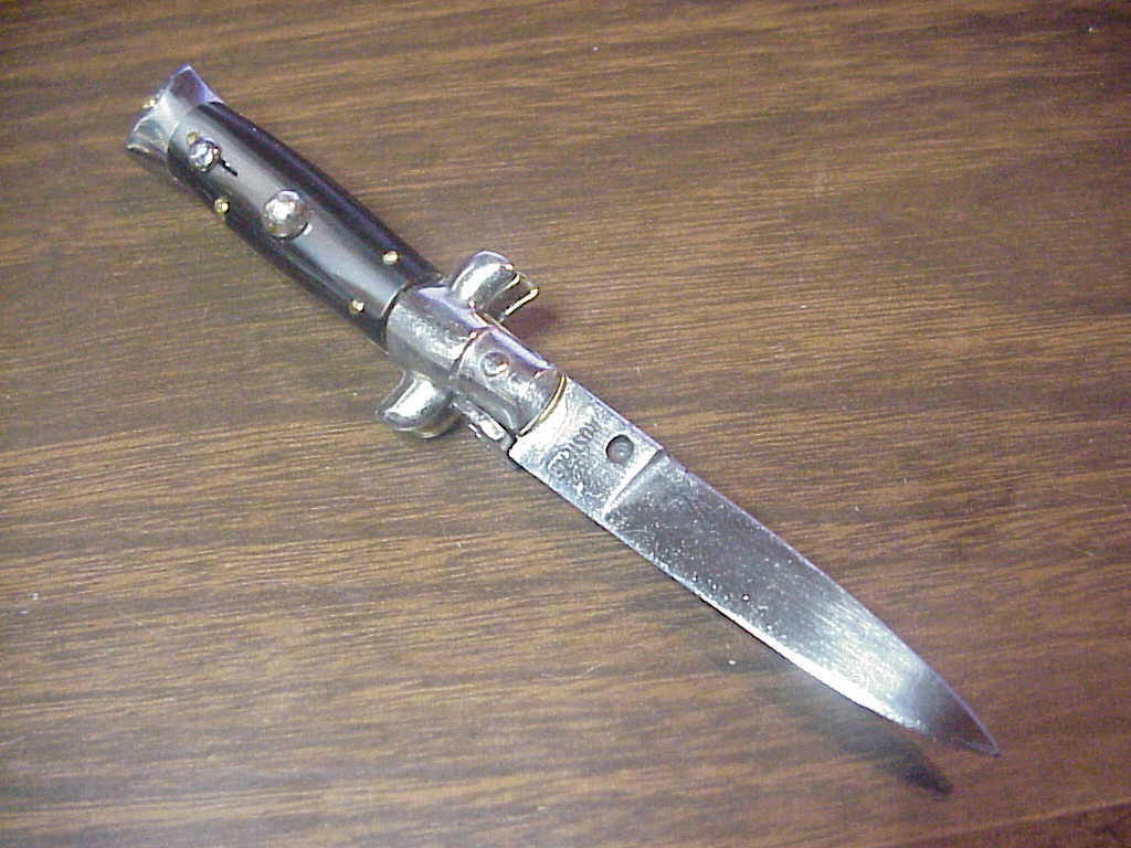 ROSTFREI 12cm Italian NOS stiletto Oreste Dibon vintage swivel bolster automatic knife