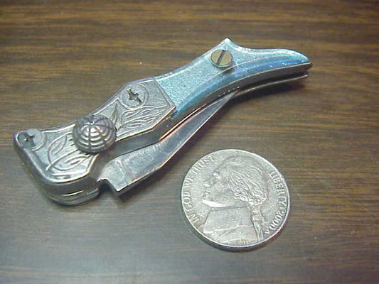 RPK 10cm MINI Russian Prison Knife vintage automatic blue leg knife