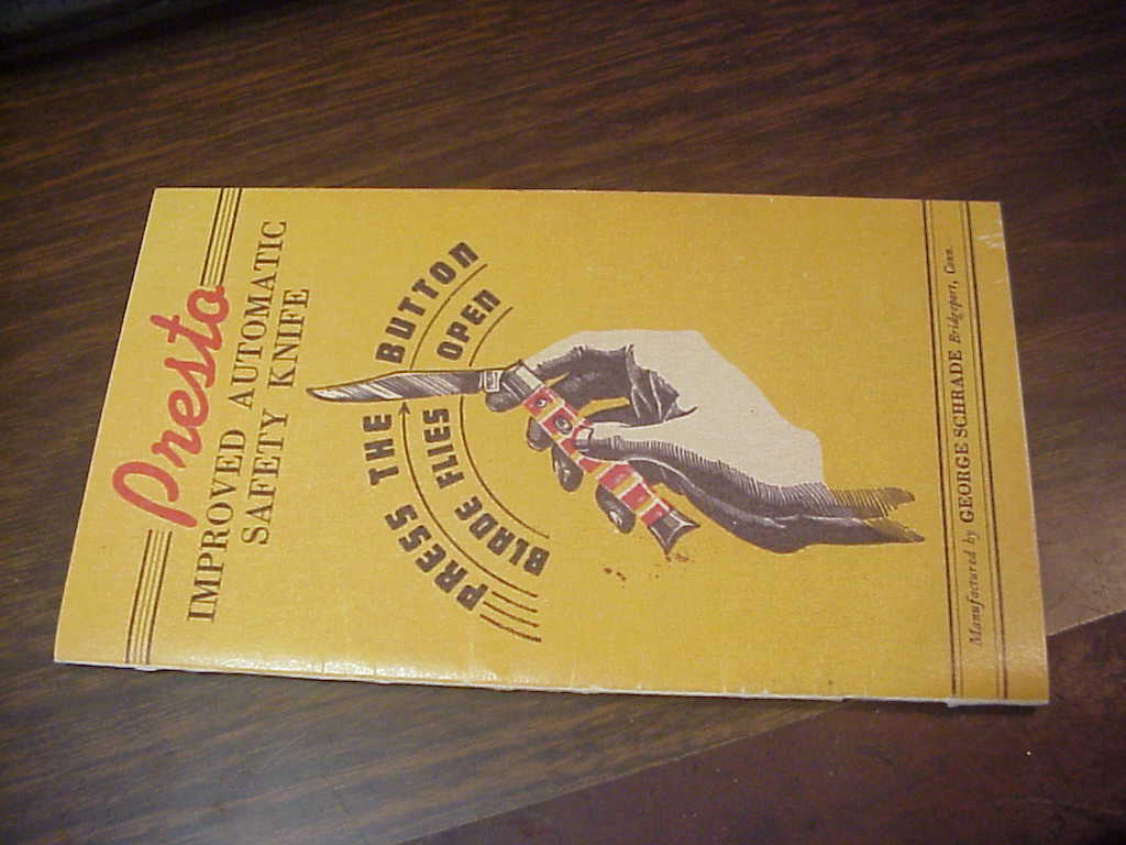 PRESTO Improved Automatic Safety Knife catalog Apple Valley Knives