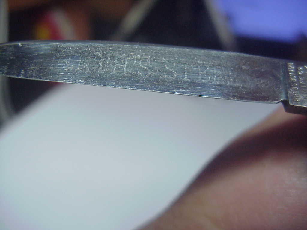 Press Button Knife Co Medium double etched FIRTH'S STEEL antique automatic knife