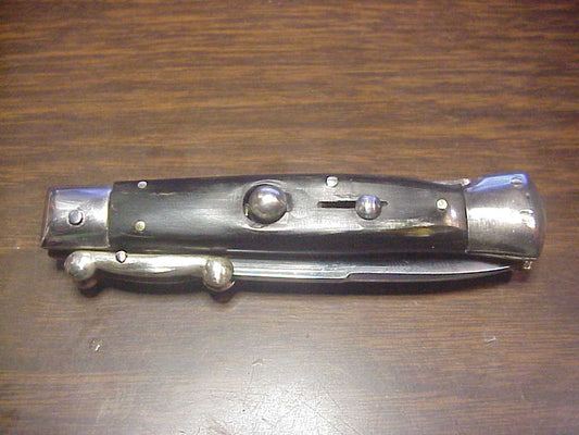 Inox PATENT 18cm Italian Swing Guard Dark Horn vintage switchblade knife