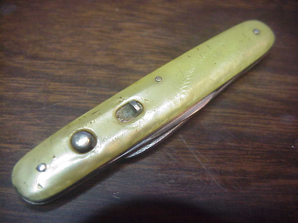 Schrade Walden small double 7444M Marine Pearl cell switchblade knife