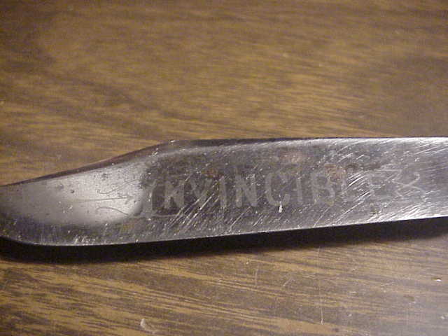 Press Button Knife Co #1000 INVINCIBLE antique switchblade knife good etch