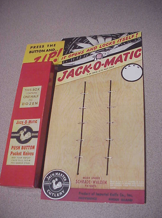 JACK-O-MATIC 1950s Display Card for Imperial toothpick switchblade knives