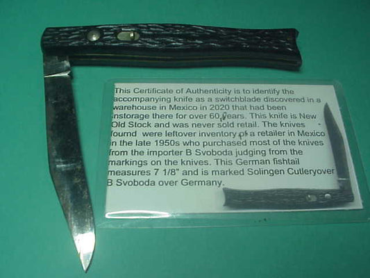 SOLINGEN CUTLERY B.SVOBODA GERMANY Fishtail automatic NOS salesman sample