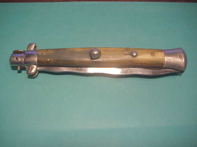 Latama ITALY 28cm Italian Picklock Kris 1950s Cream & Green horn vintage automatic knife