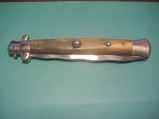 Latama ITALY 28cm Italian Picklock Kris 1950s Cream & Green horn vintage automatic knife