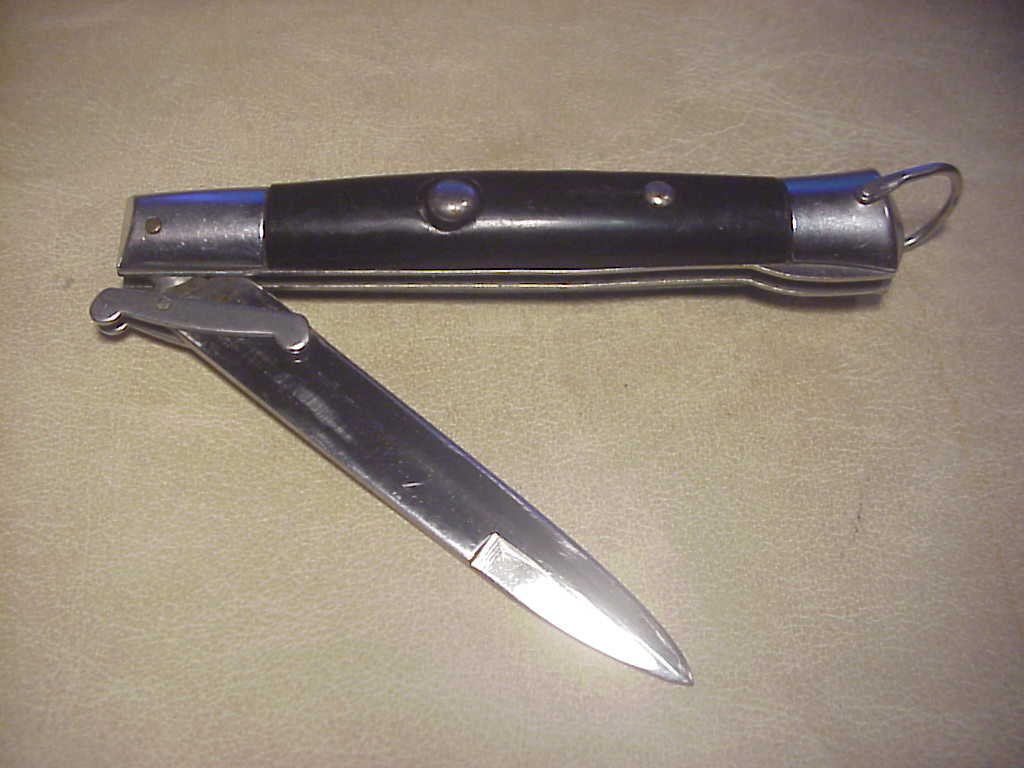 STAINLESS STEEL 22cm Japanese Late model Rizzuto w "peek shields" automatic knife