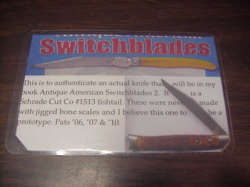 Schrade Cut Co Fishtail Bone Prototype switchblade