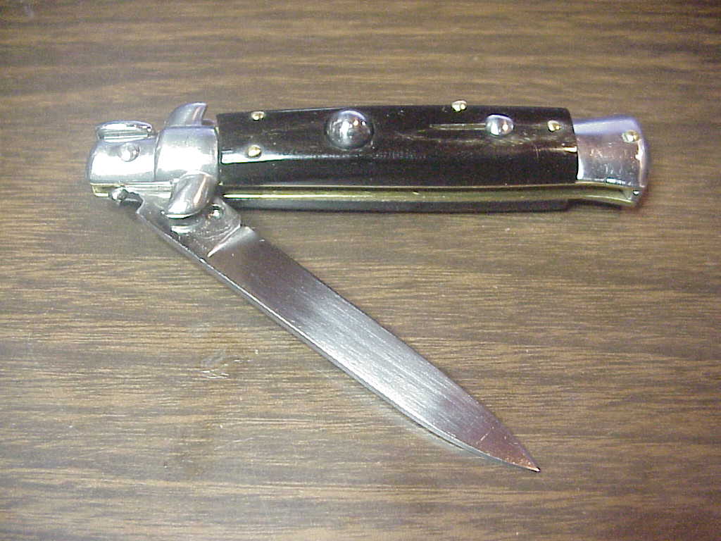 INOX 18cm Italian Stiletto swivel bolster vintage automatic knife NOS