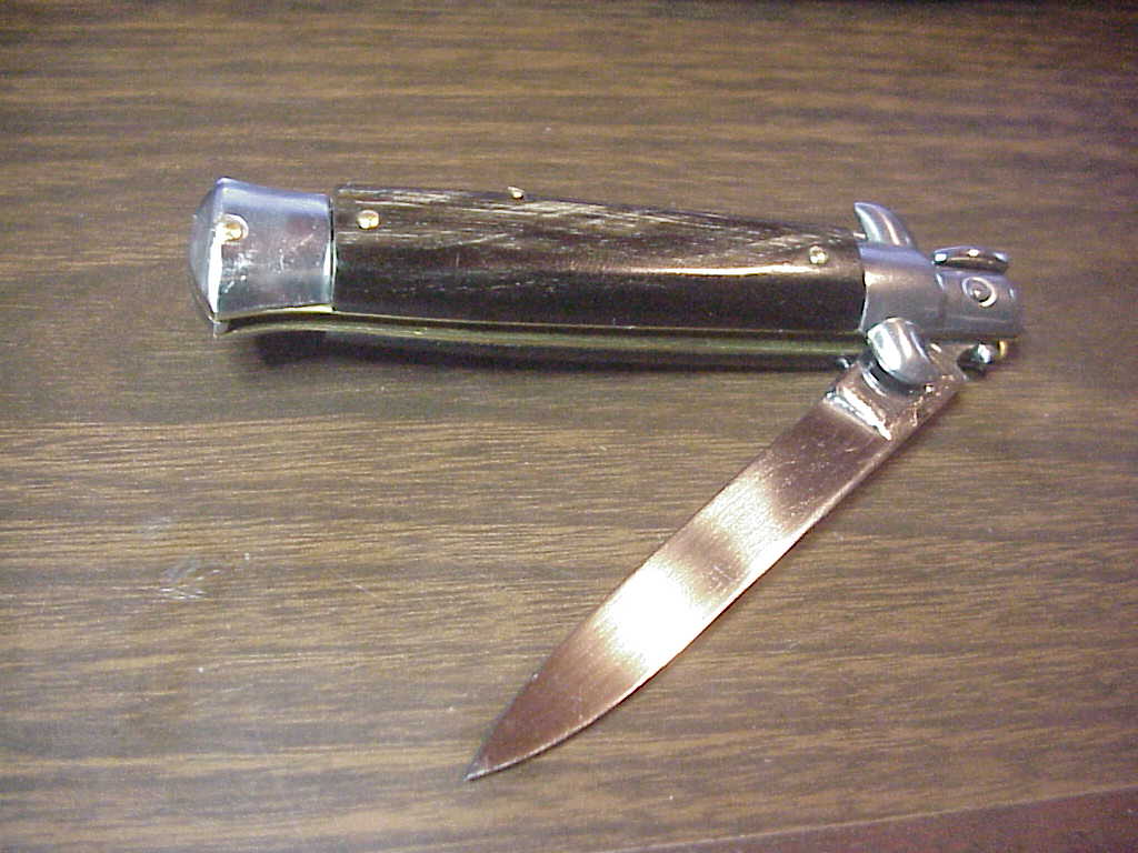 INOX 18cm Italian Stiletto swivel bolster vintage automatic knife NOS