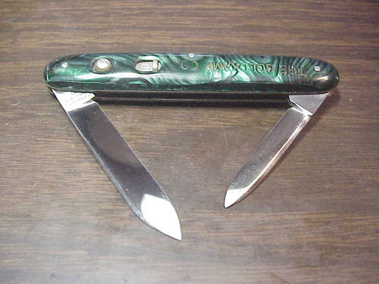 SCHRADE WALDEN Medium Double Green Pearl Advertising MINT automatic knife