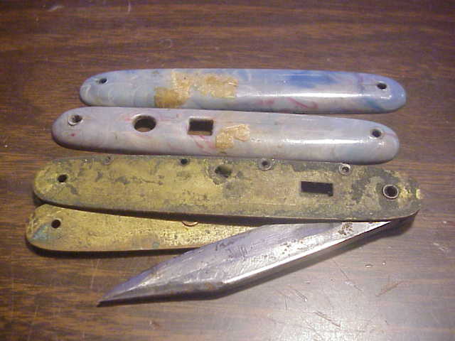 Parts knife Colonial Cigar Jack Light blue saber grind automatic knife
