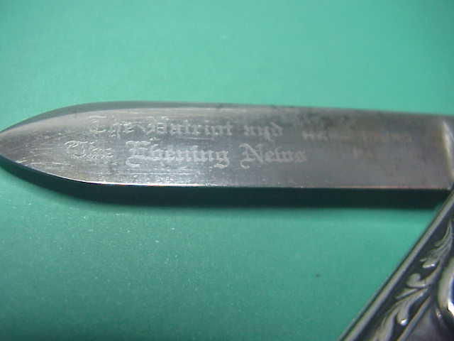 Schrade Cut Co 740SSD Medium double Sterling Silver Patriot Evening News automatic knife