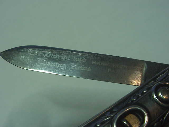 Schrade Cut Co 740SSD Medium double Sterling Silver Patriot Evening News automatic knife