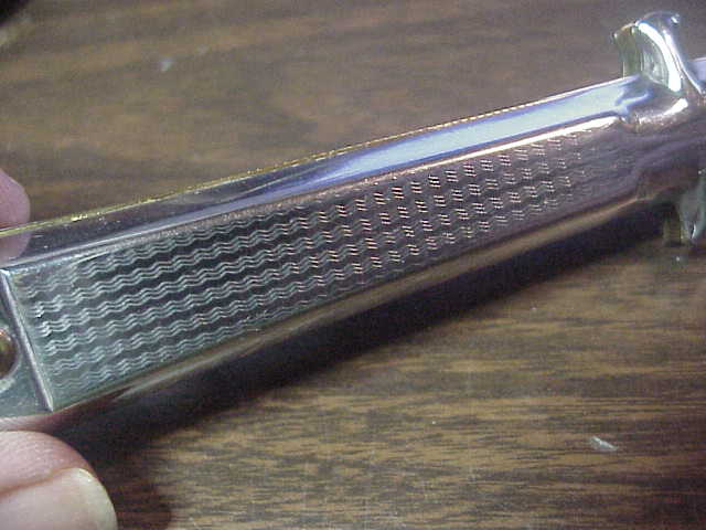 BARGEON INOX 19cm French NOS All metal humped rectangle button automatic knife