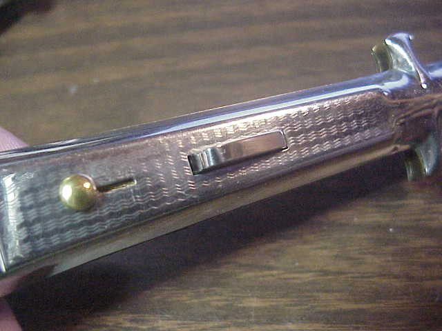 BARGEON INOX 19cm French NOS All metal humped rectangle button automatic knife