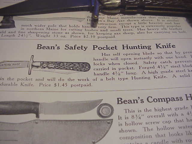 RARE LL Bean 4 7/8" Hunter's Pride Jigged bone Vintage automatic knife