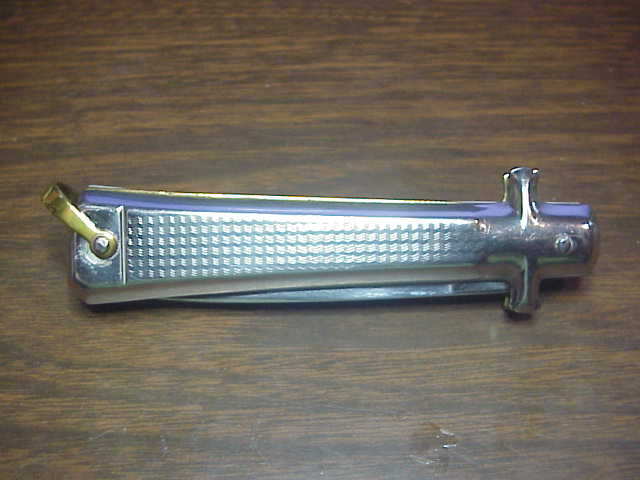 BARGEON INOX 19cm French NOS All metal humped rectangle button automatic knife