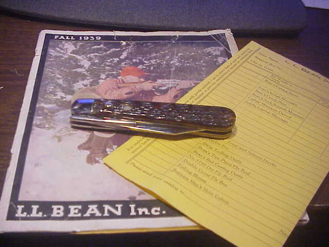 RARE LL BEAN Hunter's Pride folding guard vintage 1939 automatic knife & catalog